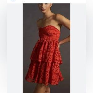 Anthropologie Maeve petites  strapless lace dress. NWT. Retail 190.‎ W/ straps !